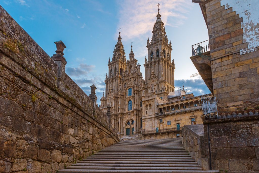 Santiago,De,Compostela,Cathedral,,Galicia,,Spain,In,The,Morning